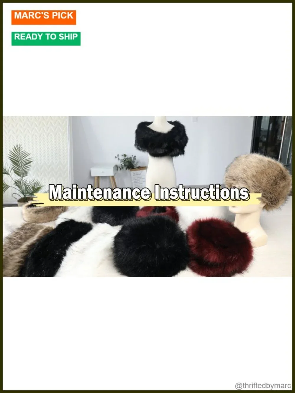 Faux Fur Bucket Hat Winter Fisherman Cap Women Fuzzy Wide Brim